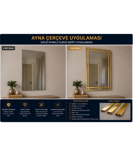 1 cm x 244 cm şerit gold pleksi 1 adet 1 cm x 244 cm şerit gold pleksi 1 adet