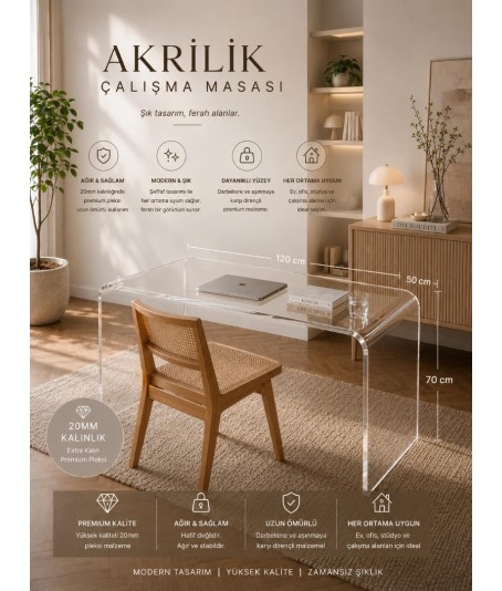 20mm Premium Şeffaf Pleksi Akrilik Çalışma Masası – Modern ve Şeffaf Tasarım 20mm Premium Şeffaf Pleksi Akrilik Çalışma Masası – Modern ve Şeffaf Tasarım